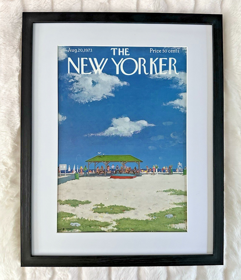 Framed 1973 New Yorker August 20 A perfect day at Jones Beach Hubbell RARE
